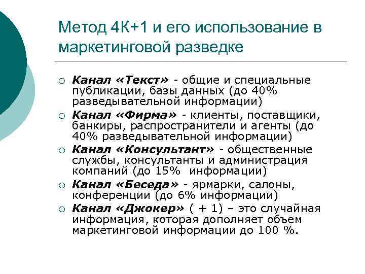 Метод 4 К+1 и его использование в маркетинговой разведке ¡ ¡ ¡ Канал «Текст»