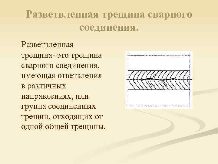 Разветвленная трещина сварного соединения. Разветвленная трещина- это трещина сварного соединения, имеющая ответвления в различных