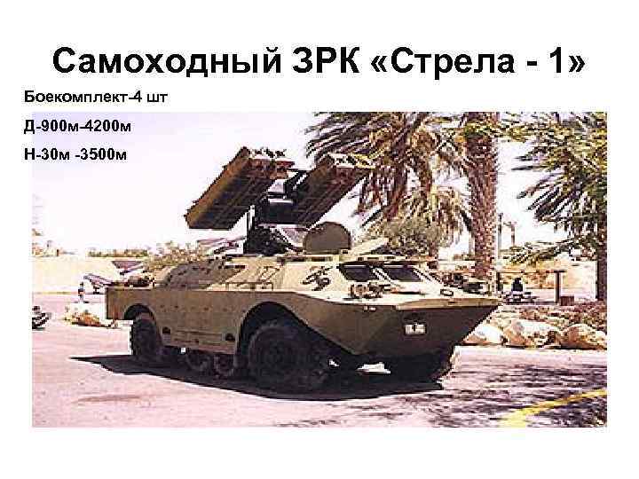 Самоходный ЗРК «Стрела - 1» Боекомплект-4 шт Д-900 м-4200 м Н-30 м -3500 м