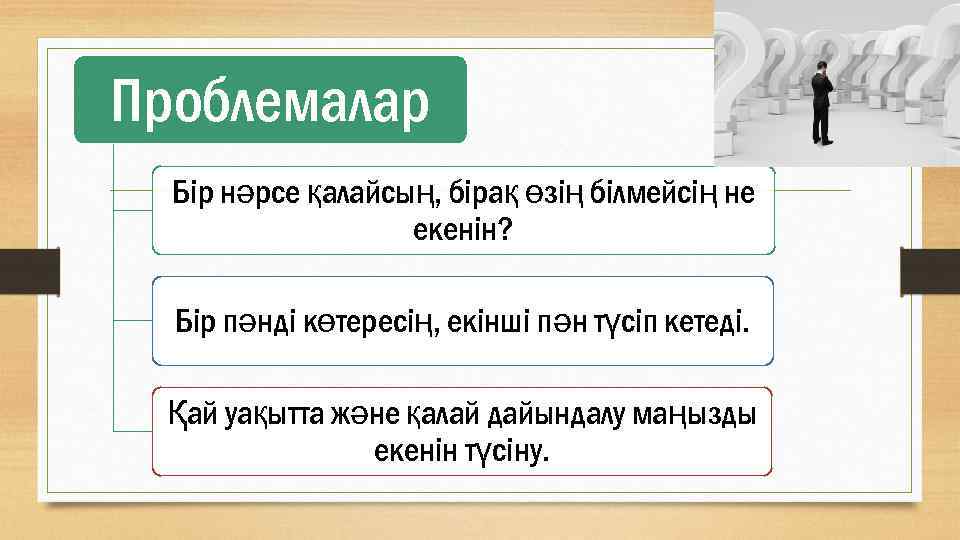 Проблемалар Бір нәрсе қалайсың, бірақ өзің білмейсің не екенін? Бір пәнді көтересің, екінші пән