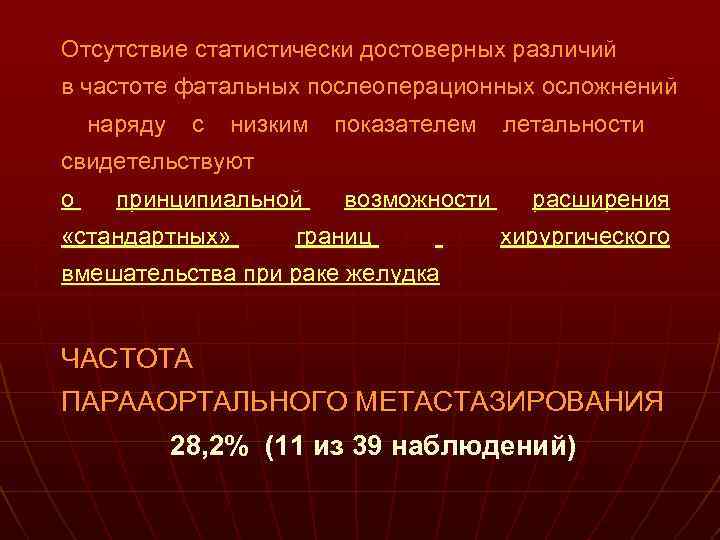 Отсутствие статистически достоверных различий в частоте фатальных послеоперационных осложнений наряду с низким показателем летальности