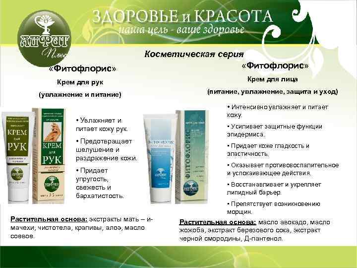  «Фитофлорис» Косметическая серия «Фитофлорис» Крем для рук Крем для лица (увлажнение и питание)