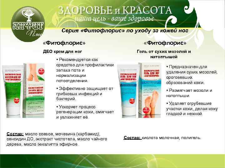 Серия «Фитофлорис» по уходу за кожей ног «Фитофлорис» ДЕО крем для ног • Рекомендуется