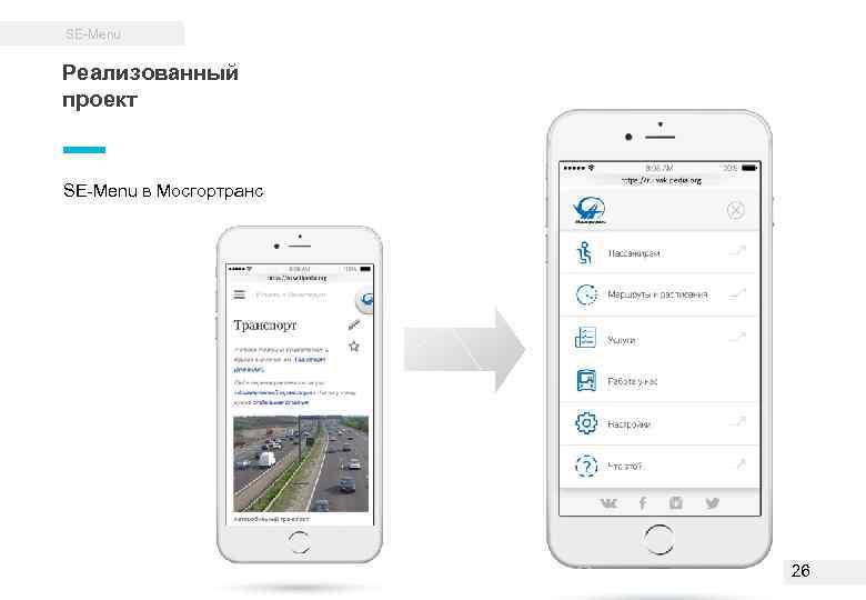 SE-Menu Реализованный проект SE-Menu в Мосгортранс 26 