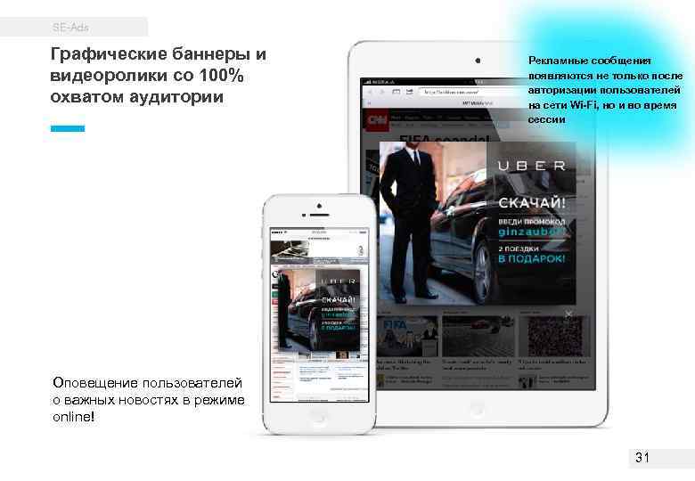 SE-Ads Графические баннеры и видеоролики со 100% охватом аудитории Рекламные сообщения появляются не только