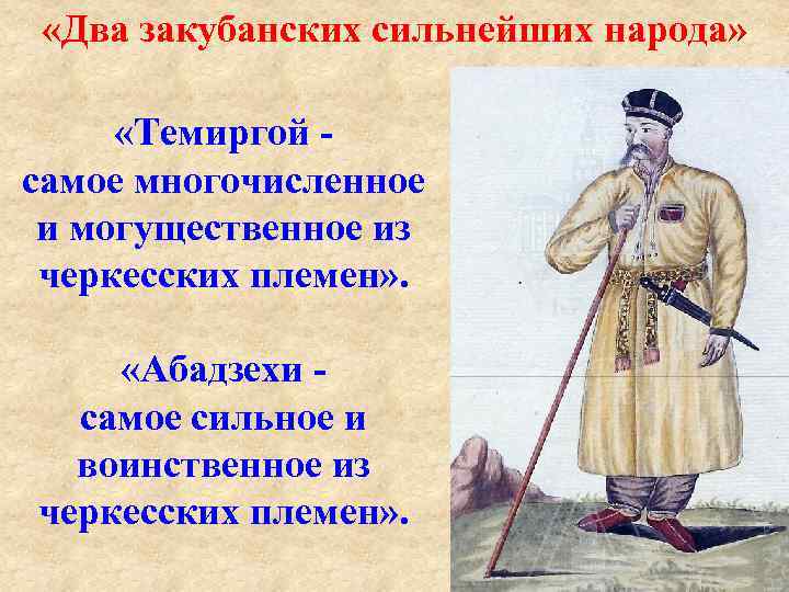  «Два закубанских сильнейших народа» «Темиргой самое многочисленное и могущественное из черкесских племен» .