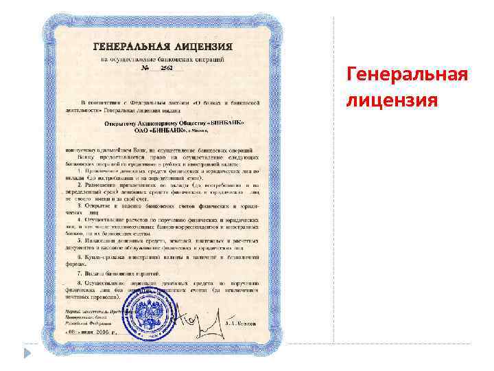Генеральная лицензия 