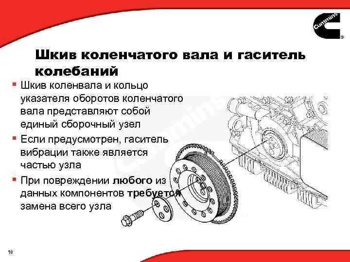 Шкив коленчатого вала и гаситель колебаний § Шкив коленвала и кольцо указателя оборотов коленчатого