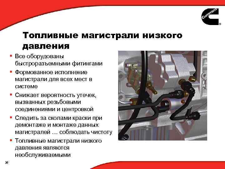 Топливные магистрали низкого давления § Все оборудованы § § 36 быстроразъемными фитингами Формованное исполнение