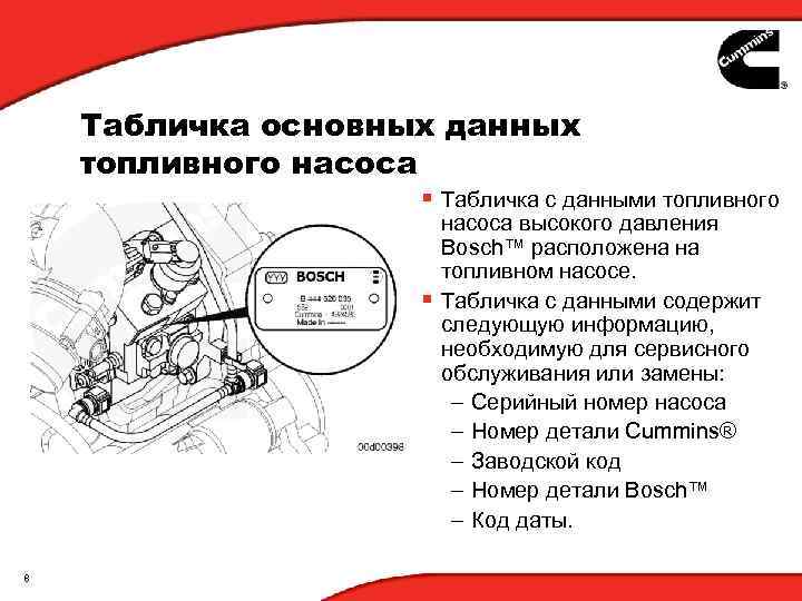 Табличка основных данных топливного насоса § Табличка с данными топливного насоса высокого давления Bosch™