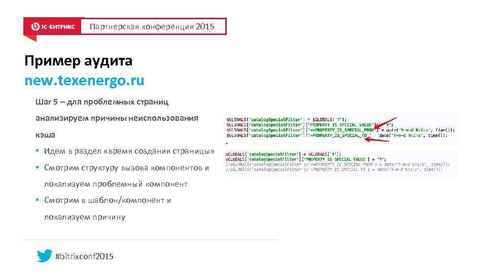 Партнерская конференция 2015 Пример аудита new. texenergo. ru Шаг 5 – для проблемных страниц