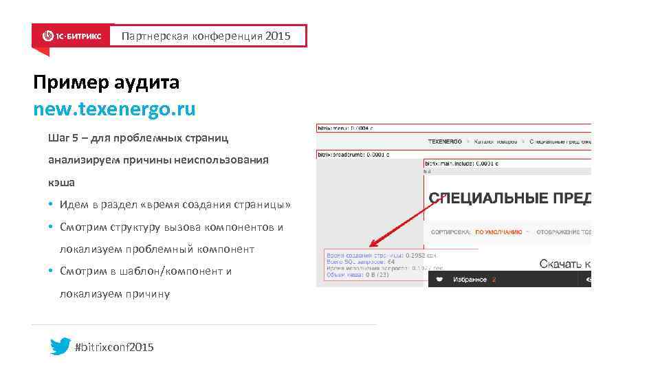 Партнерская конференция 2015 Пример аудита new. texenergo. ru Шаг 5 – для проблемных страниц