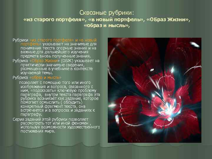 Сквозные рубрики: «из старого портфеля» , «в новый портфель» , «ОБраз Жизни» , «образ