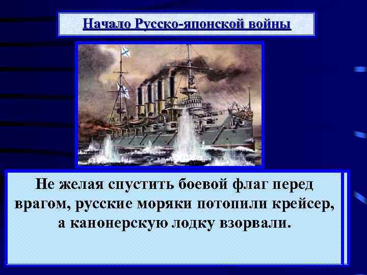 Начало Русско-японской войны Утром того спустить боевой флаг перед Не желаяже дня в нейтральном