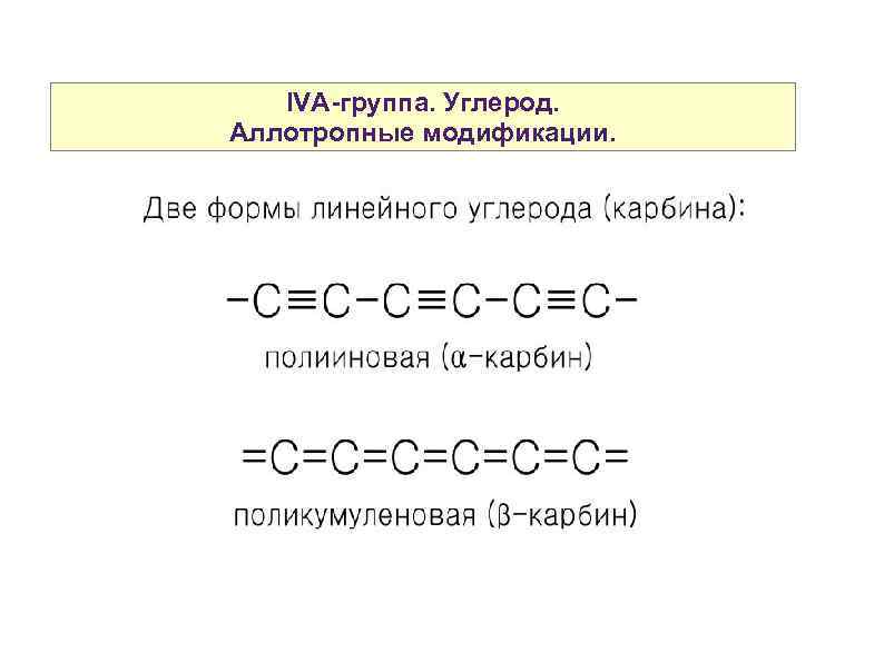 IVA-группа. Углерод. Аллотропные модификации. 