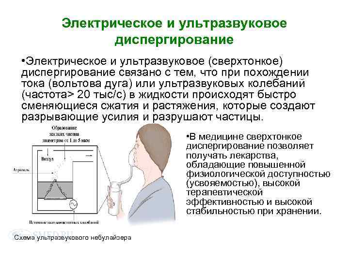 Электрическое и ультразвуковое диспергирование • Электрическое и ультразвуковое (сверхтонкое) диспергирование связано с тем, что