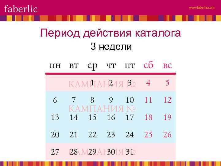 Период действия каталога 3 недели 