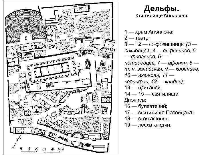 Дельфы. Святилище Аполлона 1 — храм Аполлона; 2 — театр; 3 — 12 —