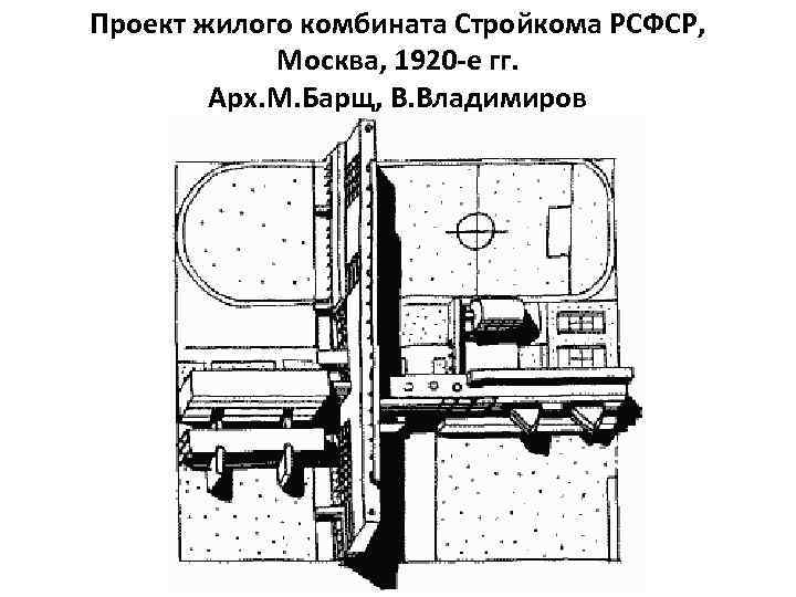 Проект жилого комбината Стройкома РСФСР, Москва, 1920 -е гг. Арх. М. Барщ, В. Владимиров