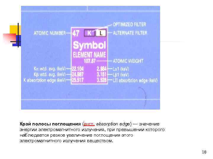 Край полосы поглощения (англ. absorption edge) — значение энергии электромагнитного излучения, при превышении которого