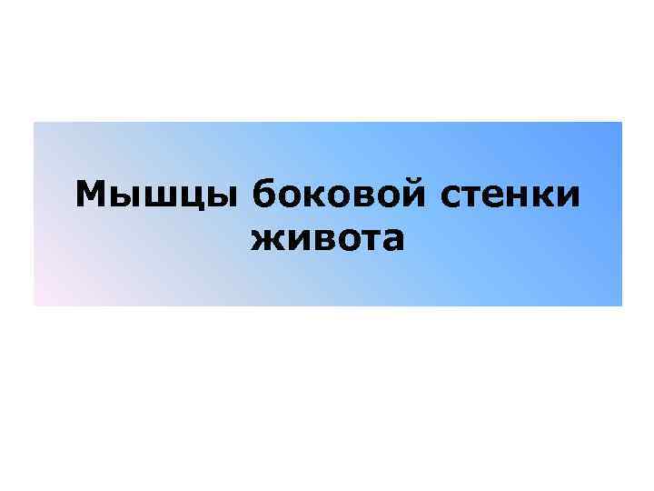 Мышцы боковой стенки живота 