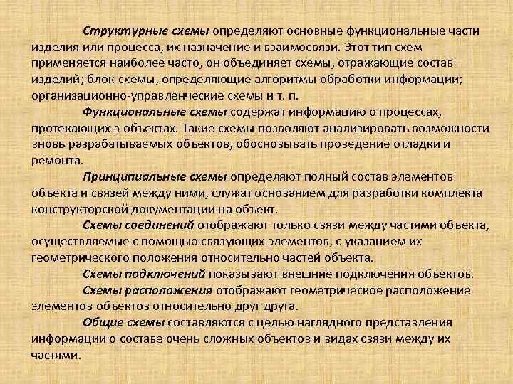 Структурные схемы определяют основные функциональные части изделия или процесса, их назначение и взаимосвязи. Этот
