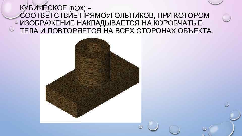 КУБИЧЕСКОЕ (BOX) – СООТВЕТСТВИЕ ПРЯМОУГОЛЬНИКОВ, ПРИ КОТОРОМ ИЗОБРАЖЕНИЕ НАКЛАДЫВАЕТСЯ НА КОРОБЧАТЫЕ ТЕЛА И ПОВТОРЯЕТСЯ