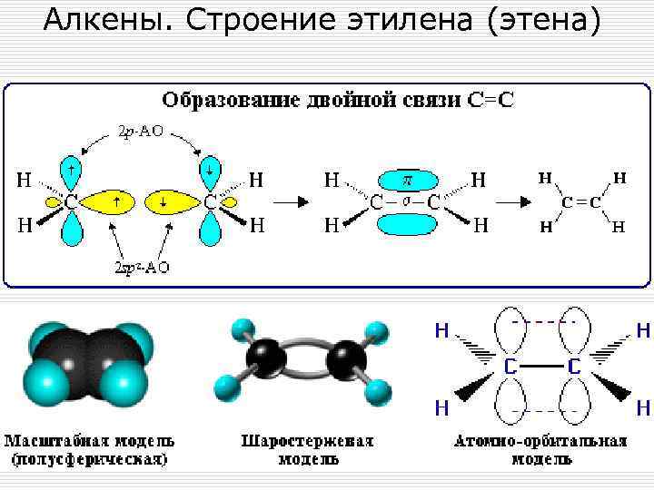 Характерные связи в молекуле алкана