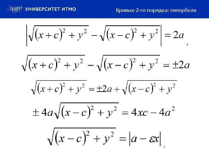 Кривые 2 -го порядка: гипербола 