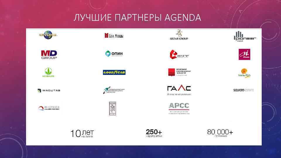 ЛУЧШИЕ ПАРТНЕРЫ AGENDA 