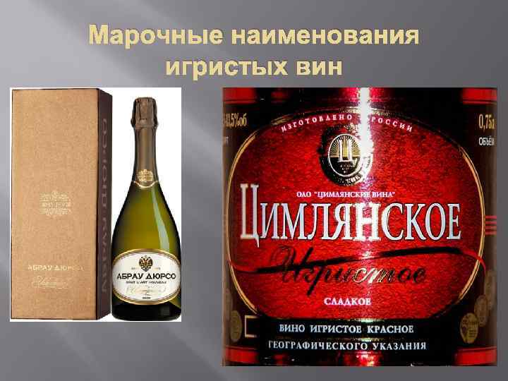 Марочные наименования игристых вин 