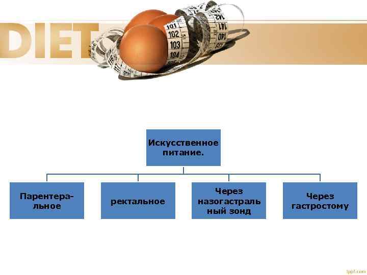 Искусственное питание. Парентеральное ректальное Через назогастраль ный зонд Через гастростому 