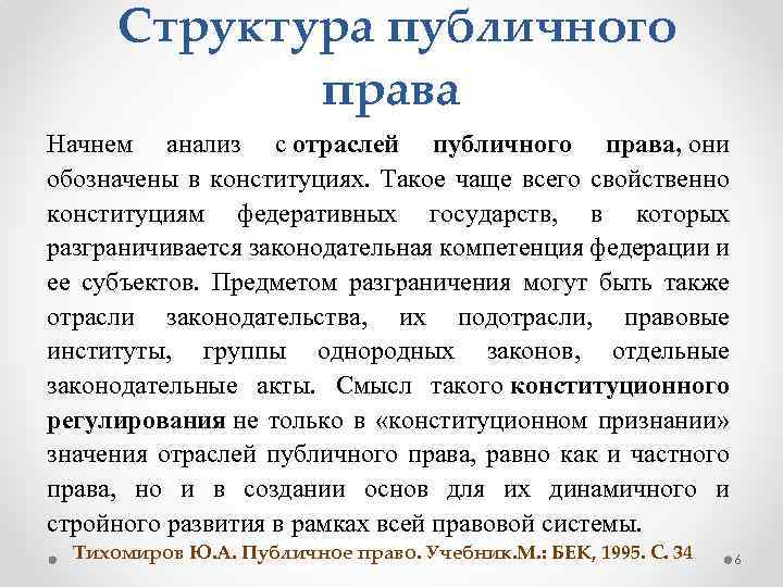  Структура публичного права Начнем анализ с отраслей публичного права, они обозначены в конституциях.