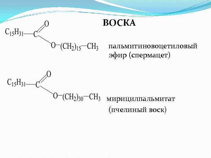 ВОСКА пальмитиновоцетиловый эфир (спермацет) мирицилпальмитат (пчелиный воск) 