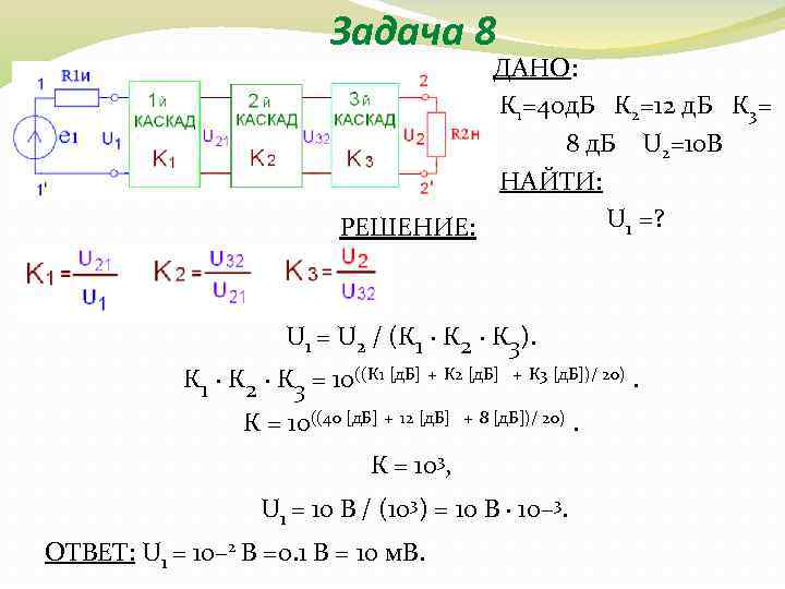 Задача 8 ДАНО: К 1=40 д. Б К 2=12 д. Б К 3= 8