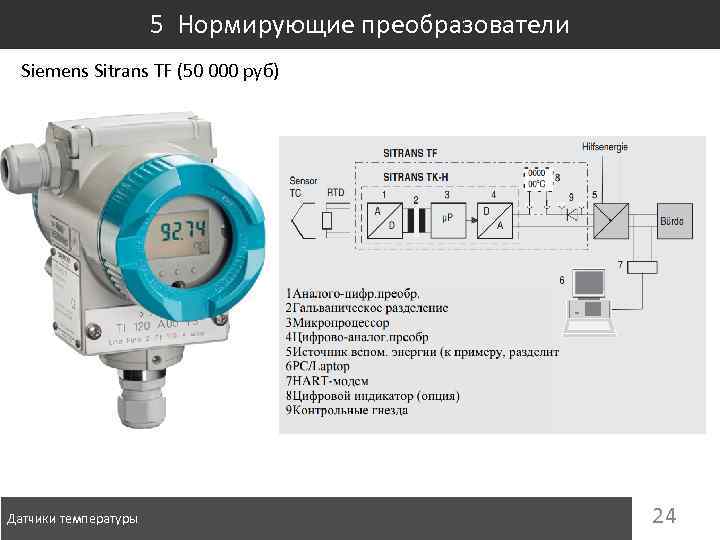 5 Нормирующие преобразователи Siemens Sitrans TF (50 000 руб) Датчики температуры 24 