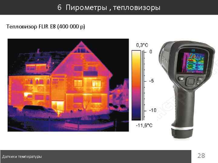 6 Пирометры , тепловизоры Тепловизор FLIR E 8 (400 000 р) Датчики температуры 28