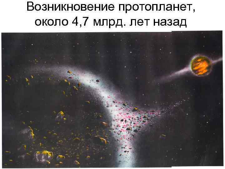 Возникновение протопланет, около 4, 7 млрд. лет назад 