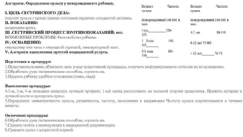 Определение пульса алгоритм. Подсчет пульса новорожденного алгоритм. Измерение пульса у детей алгоритм. Пульс новорожденного алгоритм. Подсчет пульса у новорожденного.