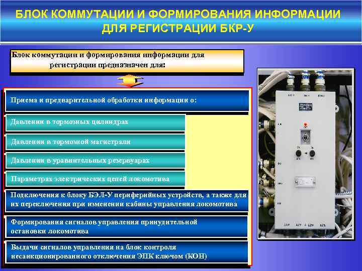 БЛОК КОММУТАЦИИ И ФОРМИРОВАНИЯ ИНФОРМАЦИИ ДЛЯ РЕГИСТРАЦИИ БКР-У Блок коммутации и формирования информации для