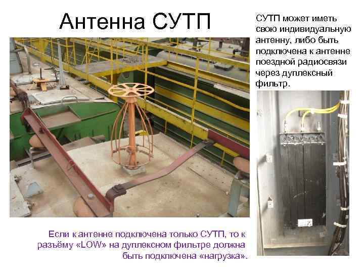 Антенна СУТП Если к антенне подключена только СУТП, то к разъёму «LOW» на дуплексном