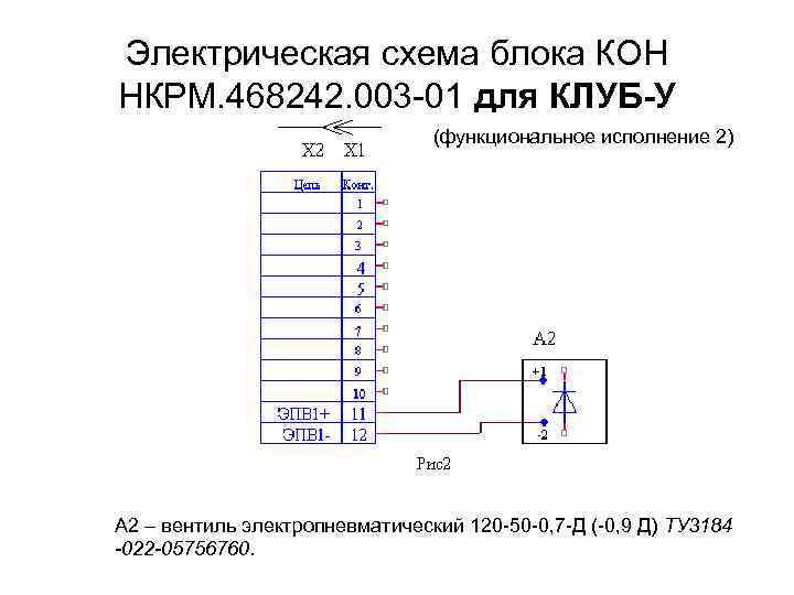 Электрическая схема блока КОН НКРМ. 468242. 003 -01 для КЛУБ-У (функциональное исполнение 2) А
