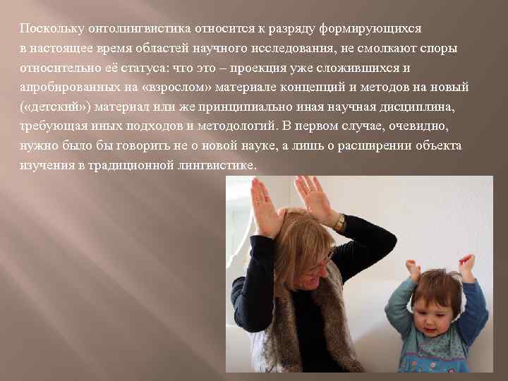 Поскольку онтолингвистика относится к разряду формирующихся в настоящее время областей научного исследования, не смолкают