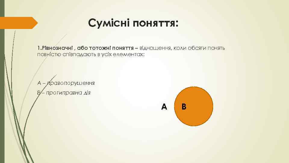 Сумісні поняття: 1. Рівнозначні , або тотожні поняття – відношення, коли обсяги понять повністю