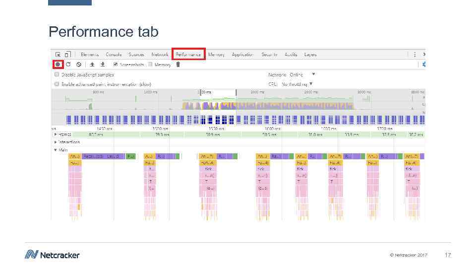 Performance tab © Netcracker 2017 17 