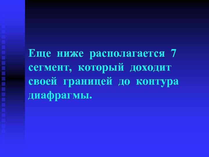 Еще ниже располагается 7 сегмент, который доходит своей границей до контура диафрагмы. 