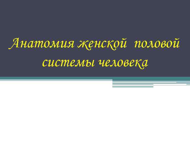 Анатомия женской половой системы человека 