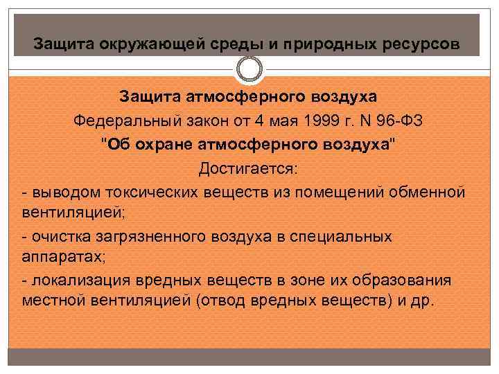 Защита окружающей среды и природных ресурсов Защита атмосферного воздуха Федеральный закон от 4 мая