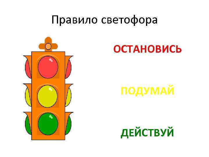 Правило светофора ОСТАНОВИСЬ ПОДУМАЙ ДЕЙСТВУЙ 