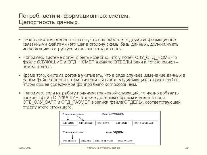 Потребности информационных систем. Целостность данных. § Теперь система должна «знать» , что она работает